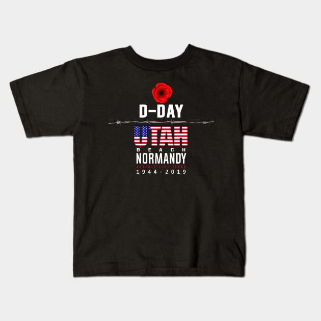 D Day Utah Beach Anniversary Kids T-Shirt by SeattleDesignCompany